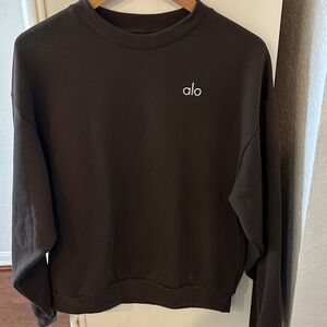 ALO Yoga Brown Crewneck with White Logo